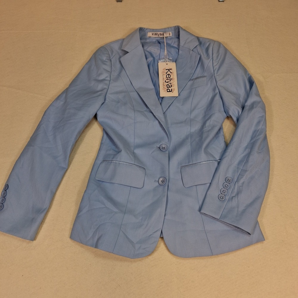 Kelyaa Blazer Womens XS Light Blue Two Button Notched Lapel Lined B-XF2-D-9-0222